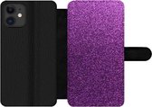 Bookcase Geschikt voor iPhone 12 Pro telefoonhoesje - Glitter - Roze - Design - Abstract - Met vakjes - Wallet case met magneetsluiting