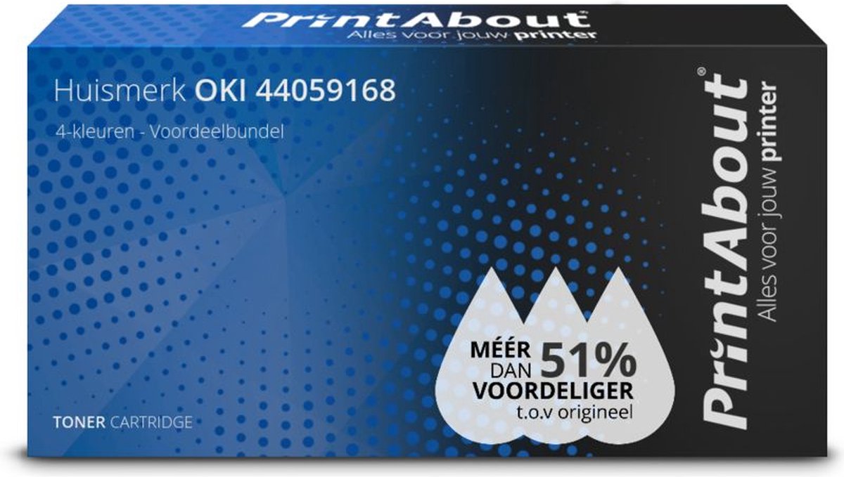 PrintAbout Huismerk OKI 44059168 Toner 4-kleuren Voordeelbundel