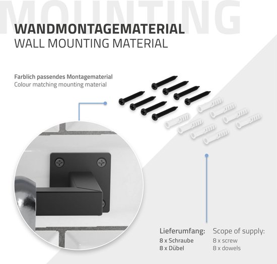 ML-Design Kleiderstange Übereck für die Wand, T30cm x B110cm, Schwarz, aus Stahl, rostfrei, Garderobenstange L-Form, Kleiderständer Wandmontage, Kleidergestell Garderobenhalter, inkl. Montagematerial ML-Design Kleiderstange Übereck für die Wand, T30cm x B110cm, Schwarz, aus Stahl, rostfrei, Garderobenstange L-Form, Kleiderständer Wandmontage, Kleidergestell Garderobenhalter, inkl. Montagematerial