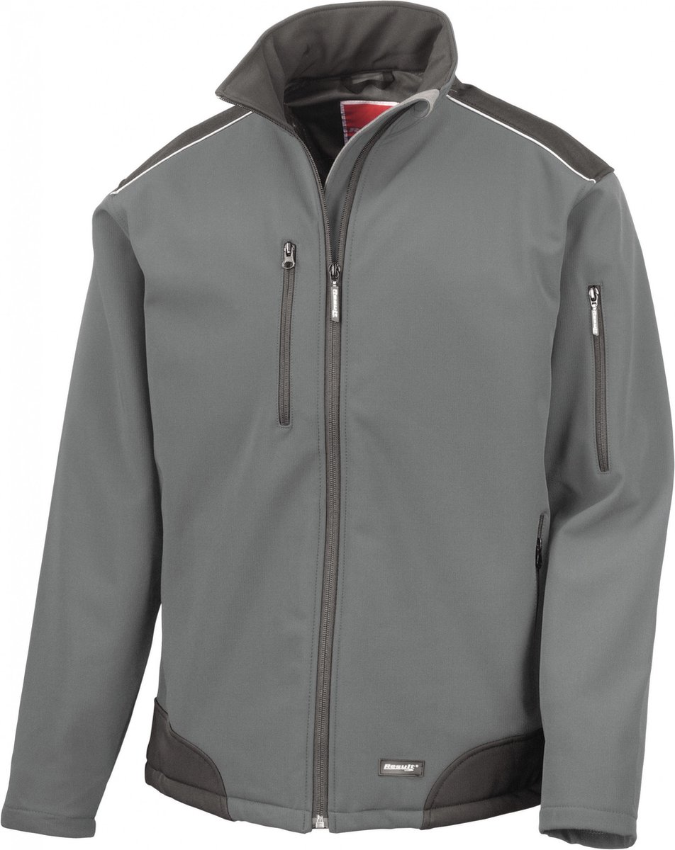Result Ripstop Soft Shell Workwear Jacket With Cordura Panels RT124 - grey/black - L