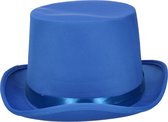 Fiestas Guirca verkleed hoge hoed - kobalt blauw - voor volwassenen - carnaval kleuren thema accessoires