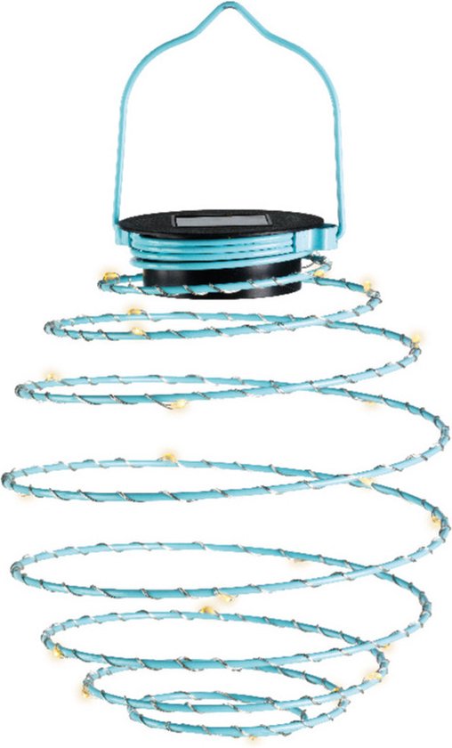 Lampe à suspension Lumineo - éclairage solaire - bleu clair - D16 cm - métal - éclairage de jardin