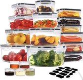 38 stuks voedselopslagcontainer met deksels, luchtdichte plastic voedselcontainers voor keuken en voorraadkast, BPA-vrije opslagcontainers - 100% lekvrij, herbruikbaar en vaatwasser