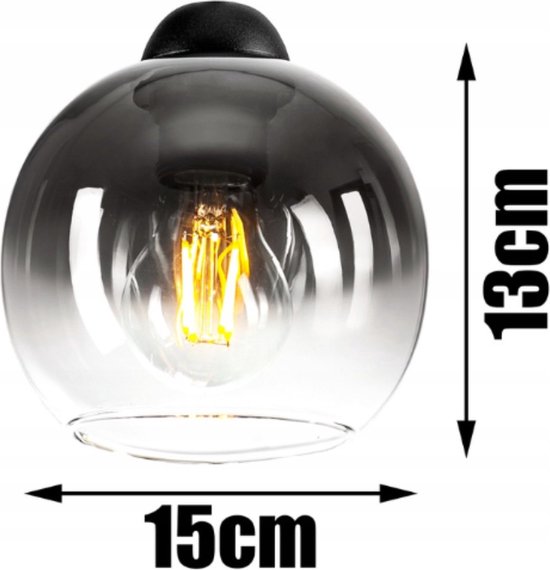 Hanglamp Industrieel voor Woonkamer, Eetkamer - 4-lichts bollen - Smoke Grafiet Glas