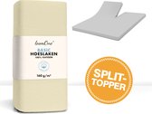 Loom One Hoeslaken Splittopper – 100% Jersey Katoen – 200x200 cm – tot 10cm matrasdikte– 160 g/m² – Natural / Crème