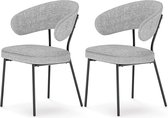 Eetkamerstoelen set van 2 keukenstoelen gestoffeerde stoelen loungestoel metalen poten modern voor eetkamer keuken lichtgrijs