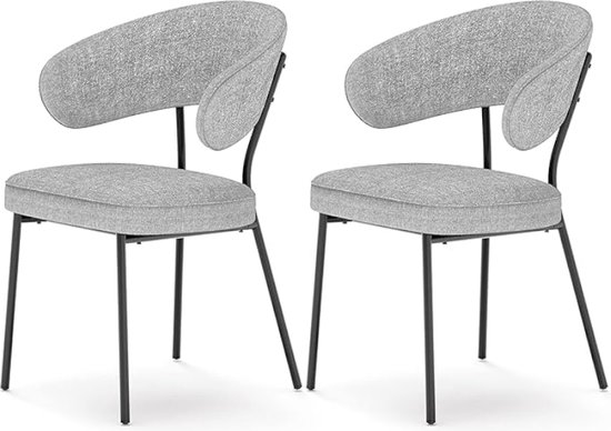 Chaises de salle à manger lot de 2 chaises de cuisine chaises rembourrées chaise longue pieds en métal moderne pour salle à manger cuisine gris clair