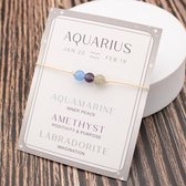 Bixorp Aquarius / Waterman Sterrenbeeld Armband - Cadeau Armbandje met Edelstenen Kralen - Aquamarijn, Amethist & Labradoriet