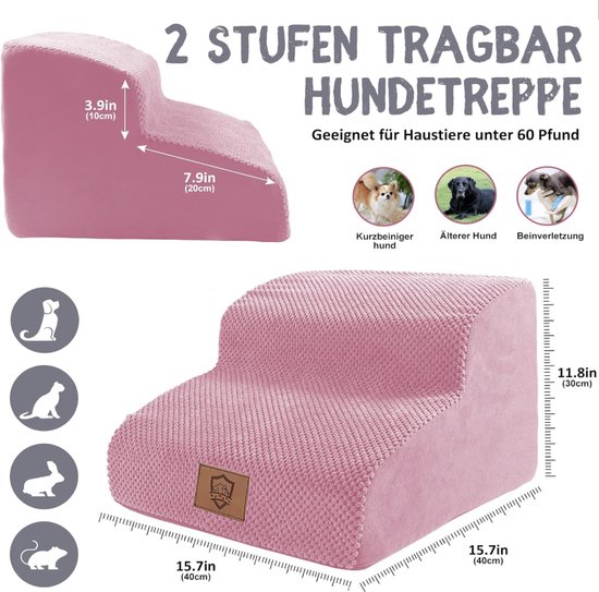 Feandrea Hondentrap, 2 treden, wafelribbelstof Feandrea Hondentrap, 2 treden, wafelribbelstof