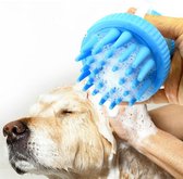 FOCUSIGN - Hondenborstel - Siliconen Hondenborstel - Honden Borstel Met Zeepdispencer - Massage Borstel - Borstel Voor Het Wassen -Blauw