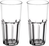 RBDRINKS Retro Kunststof Glazen – Kunststof Glazen – Plastic Glazen – 22cl – Transparant – 2 Stuks