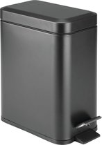 Pedaalemmer - afvalbak/prullenbak - voor badkamer, keuken en kantoor - met pedaal, deksel en plastic binnenemmer/ergonomisch design/metaal - zwart