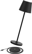 Tafellamp - Aluminium - Bureaulamp - Oplaadbaar - Waterdicht - Dimbaar - Met Oplaadstation - 38CM - Zwart