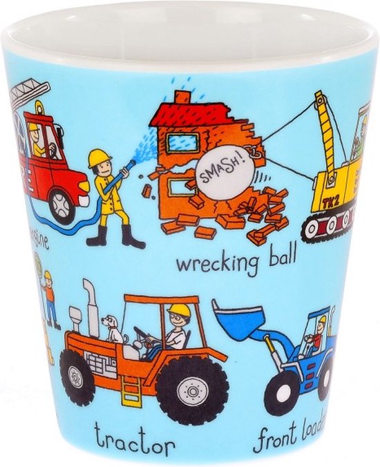 Tractor Werkvoertuigen kinder servies set melamine (bord + kom + bekertje + lepel) - Tyrrell Katz — afbeelding 4
