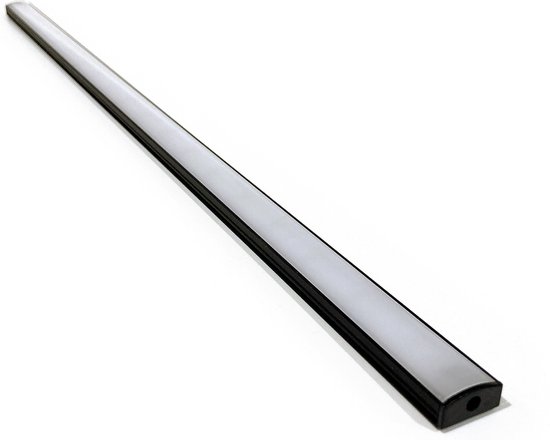 Bande LED 48,5 cm en profilé d'aluminium noir - avec couvercle et alimentation - connectable