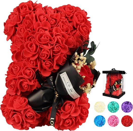 Luxe Rozenbeer - Rood - Rose Bear - Rose Teddy - Valentijn - Moederdag - Rozen Teddy Beer