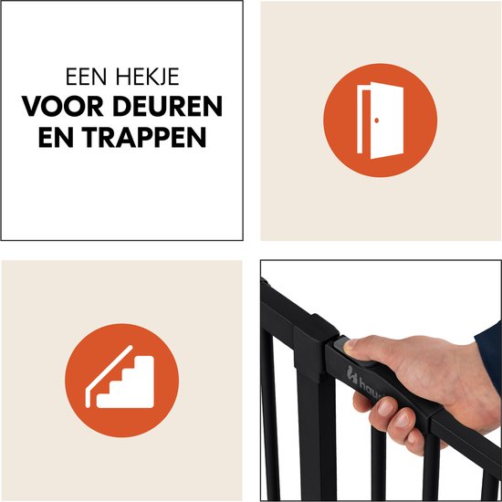 Hauck Treppenschutzgitter / Türschutzgitter Clear Step Autoclose, für Breiten 75 - 80 cm, Ultra Flache Schwelle, Automatischer Schließmechanismus, ohne Bohren, Einhändiges Öffnen, Metall, Weiß