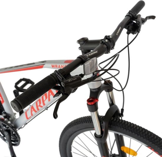 Merax Mountainbike 29 inch - Fiets met 24 Shimano Versnellingen - Aluminium Frame en Hydraulische Schrijfrem - Grijs met Rood - Merax