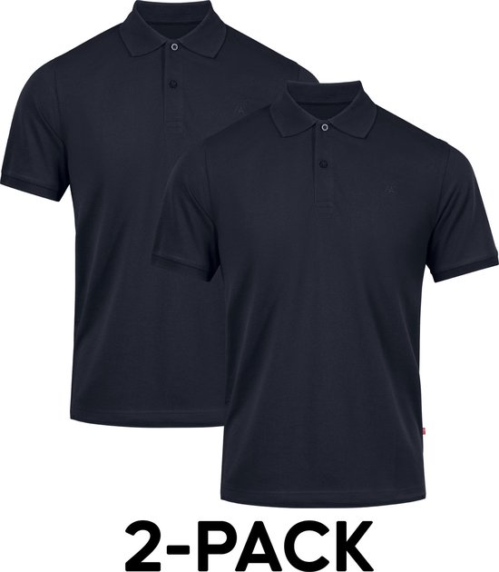 DANISH ENDURANCE Classic Fit Poloshirt Heren - biologisch katoen - 2-pack - Korte mouw - Donkerblauw Navy - Maat XL