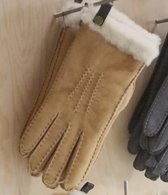 Winter dames handschoenen - Camel - XS - Leer/leder/wol - Dames handschoenen - schapenvacht handschoenen -
