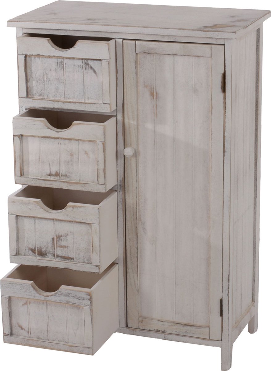 Cosmo Casa Ladenkast - Kast Ladencommode - Shabby - Look Vintage 82x55x30cm - Wit