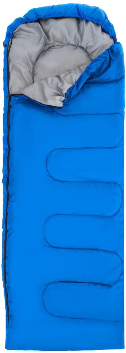 Intirilife Slaapzak geschikt voor 15 - 20 graden gemaakt van Blauw polyester met een afmeting van 210 x 75 cm - Voor comfortabele warme nachten in de lente, herfst en winter