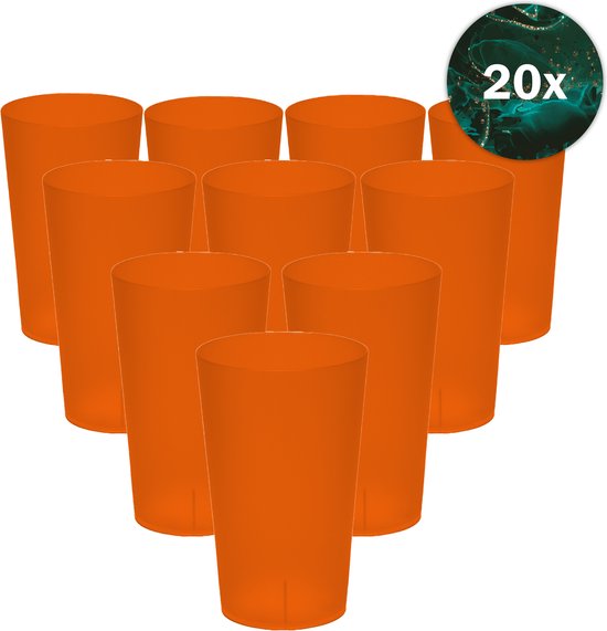 Hardcups - Kunststof Bekers - Plastic Bekers - Kunstof Glazen - Plastic Glazen - 25cl - Oranje - 20 Stuks