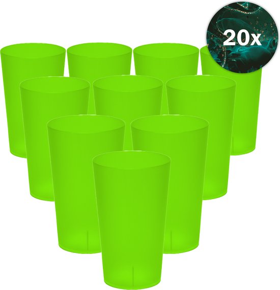 Hardcups - Kunststof Bekers - Plastic Bekers - Kunstof Glazen - Plastic Glazen - 25cl - Groen - 20 Stuks