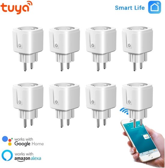 Foto: 8 stuks slimme stekker wifi smart plug google home amazon alexa tijdschakelaar energiemeter via smartphone app smart home