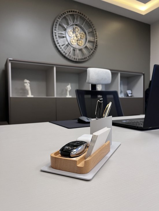 Organiseur de Bureau Furni24 Porte-stylos, Porte-téléphone (10 x 10 x 25 cm, Grijs