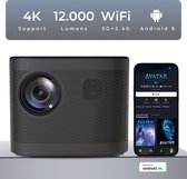 Omniware Lux Pro Mini Beamer – Support 4K Projector – 12.000 Lumen - Streamen met IOS & Android – ±40 Keystone Correctie – Full Black