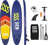 SEB SUP 10'6 Navy - Neon Yellow | sup board opblaasbaar - complete set - paddle board - suppen - peddel - pomp - rugzak