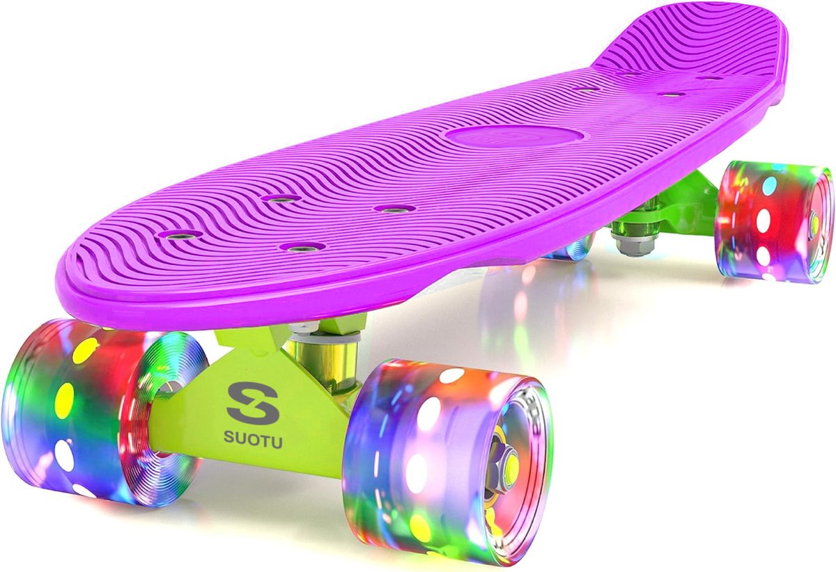 Suotu Skateboard Skateboard Jongens – Wielen met LED-verlichting ABEC-9 Tot 50 kg Skateboard Meisjes – Skateboard Volwassenen Paars