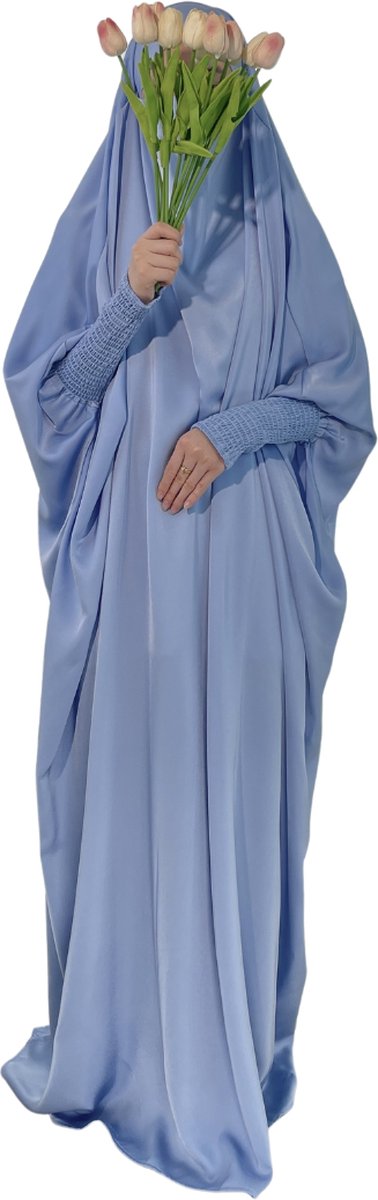 Nivard Gebedskleding Dames - Abaya - Islamitische Kleding - Khimar - Jilbab - Vrouw - Alhamdulillah - Blauw