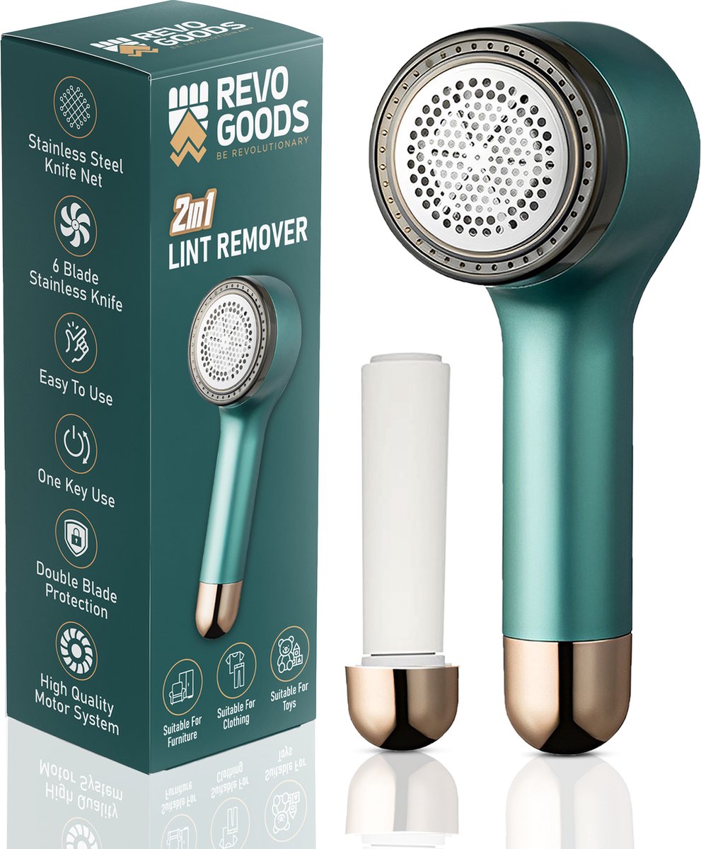 Bol.com Revo Goods 2 in 1 elektrische pluizenverwijderaar - ingebouwde pluisjes roller - voor kleding en meubels -pluizentondeus... aanbieding