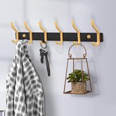 kapstok,mobiel Kledingrek - Coat Rack Wall - Wall Coat Rack (Gold + Black, 6 Hooks)