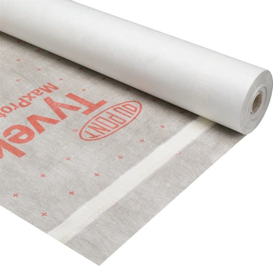 Tyvek MaxProtect PLUS - Damp-open folie - 1,50x 50m1 (75m²) - Met Kleefstrook - Waterdicht - Winddicht - Hoge scheurweerstand