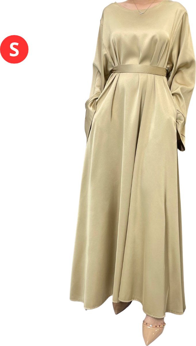 Nivard Islamitische Kleding - Abaya - Gebedskleding Dames - Alhamdulillah - Jilbab - Khimar - Vrouw - Goud - Maat S