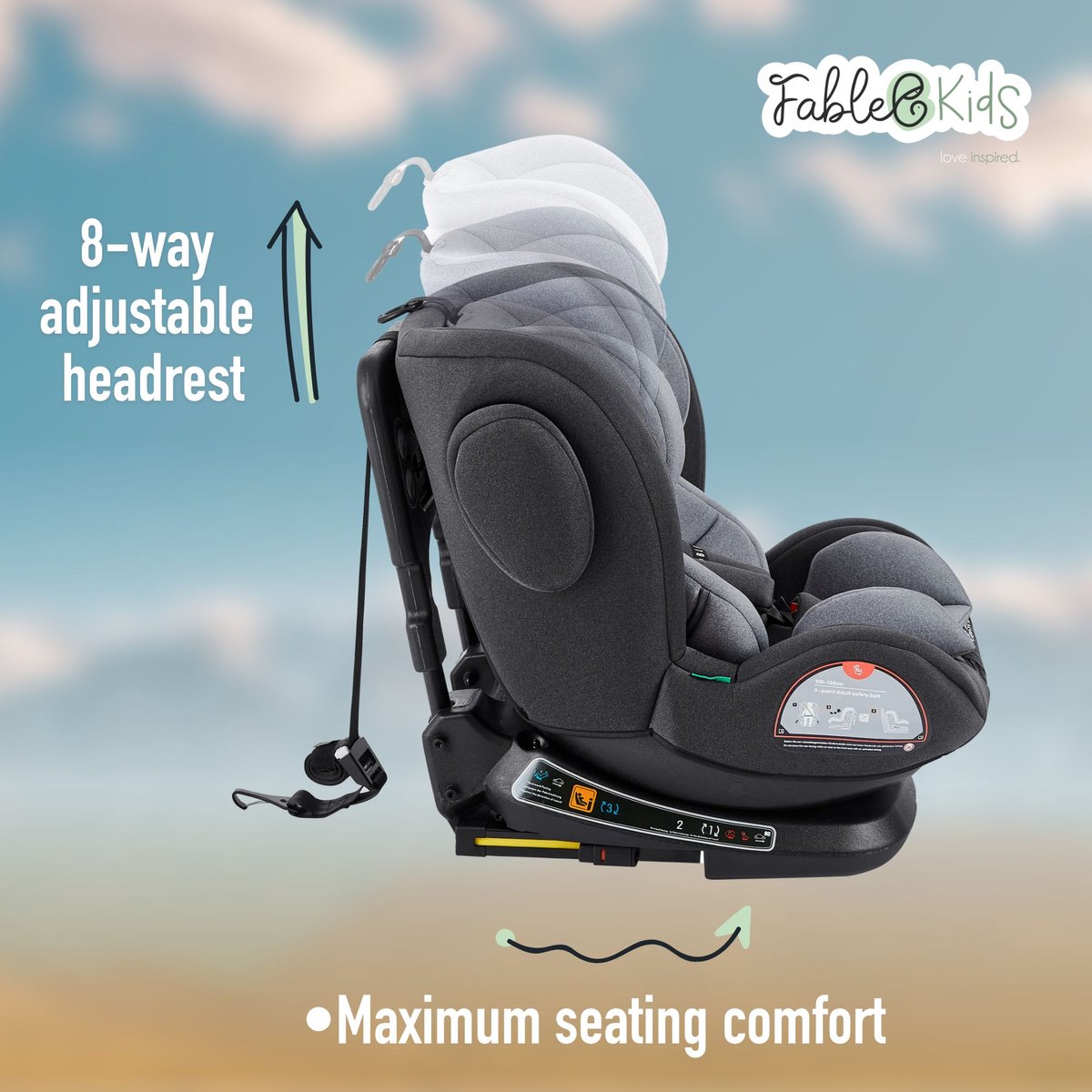 Fablekids Silla de auto NOBLE Silla de coche niños Isofix giratoria 360°