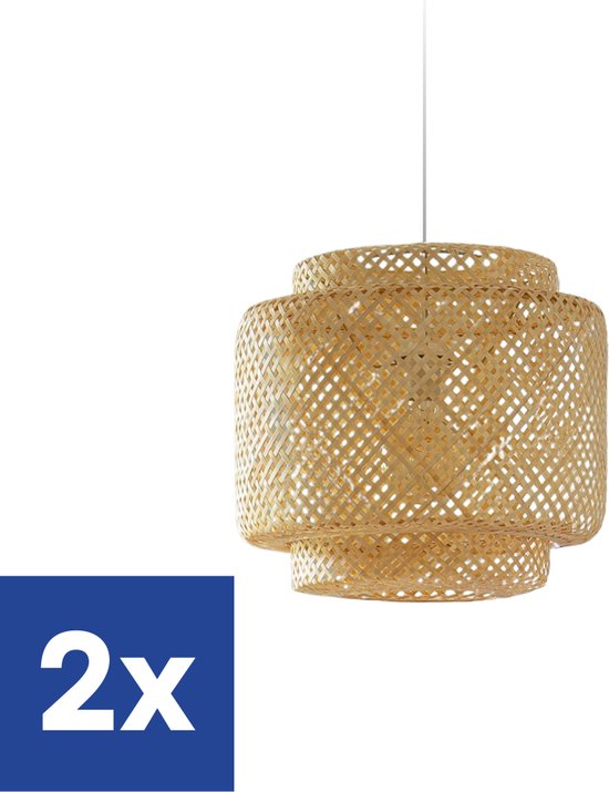 Lampe suspendue Bamboe Tressé - Style Bohème - Ø40 cm - 2 pièces