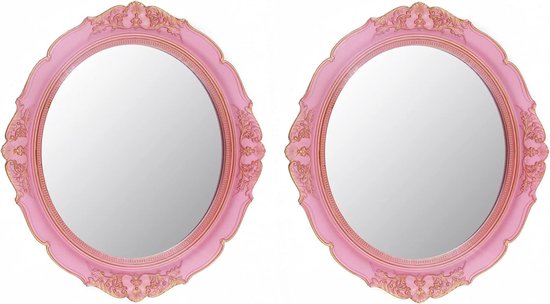 Miroir décoratif, miroir vintage, 30 x 40 cm, ovale rose, lot de 2 Miroir décoratif, miroir vintage, 30 x 40 cm, ovale rose, lot de 2