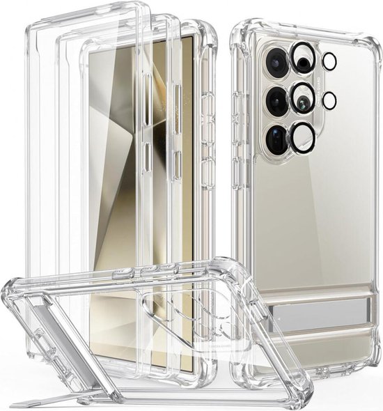Coque avec béquille ESR Armor adaptée au Samsung Galaxy S24 Ultra | Étui avec protecteur d'écran intégré | Housse de protection avec protecteur d'appareil photo | Transparent