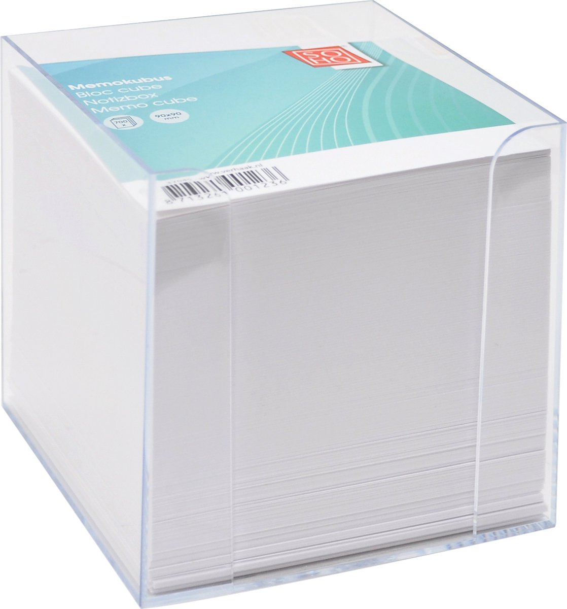 SOHO Memokubus + vulling – Kubus gevuld met wit papier – 700 vellen – 9 x 9 cm