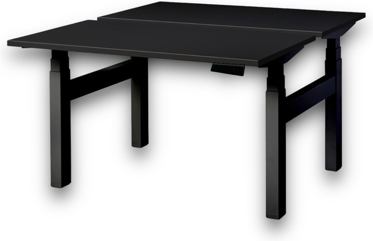 Duo zit sta bureau elektrisch - zwart blad - zwart onderstel - 200 x 80 - NIEUW