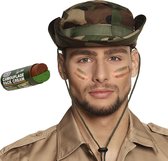 Ensemble d'habillage de carnaval Chapeau de brousse de l'armée/des soldats de l'armée - avec marqueur de peinture pour le visage camouflage - adultes - ensemble d'accessoires
