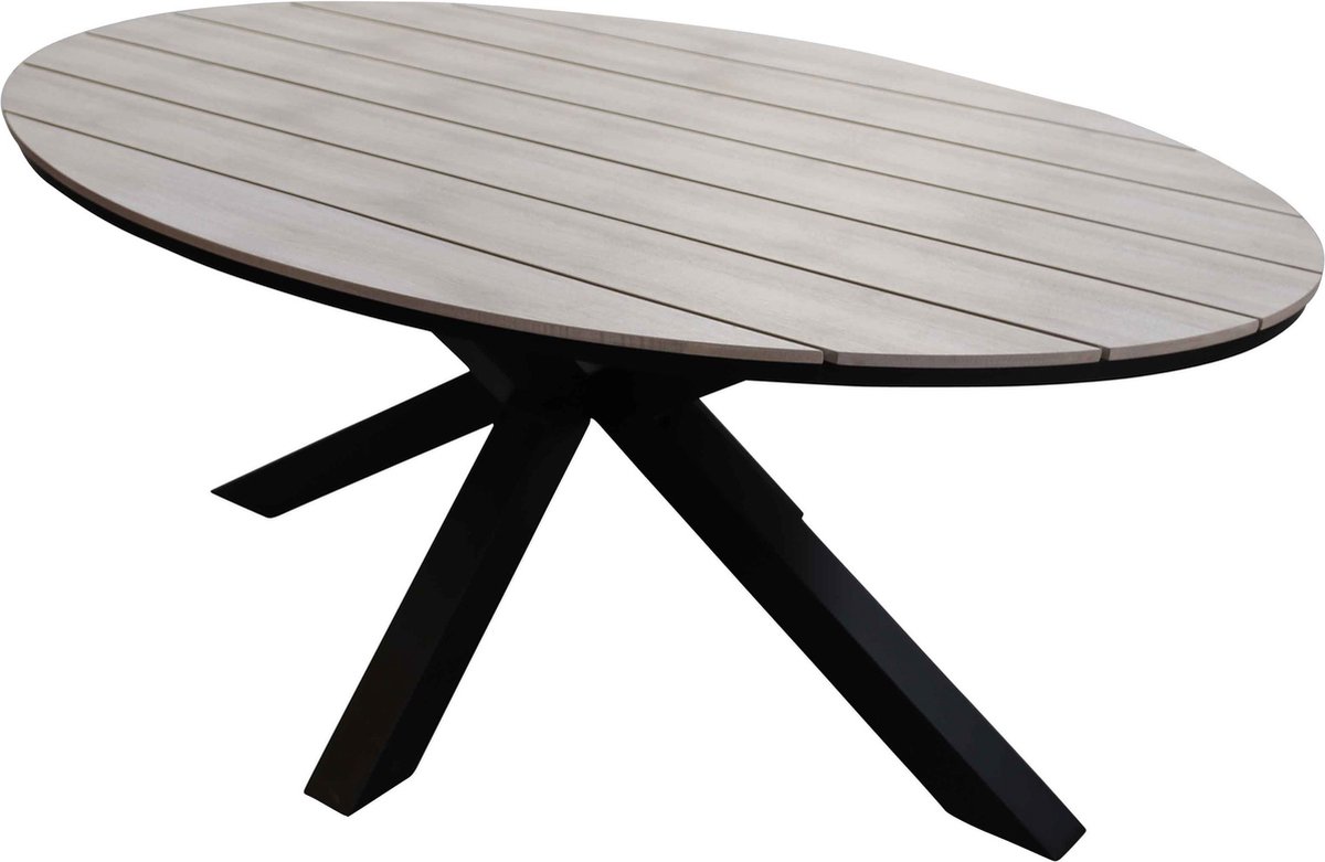 5-delige tuinset met 4 grijze Dublin tuinstoelen en ovale Cyprus tuintafel.