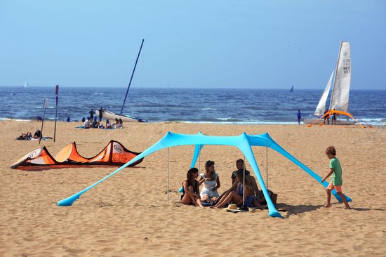 G-RAFFA Sunshade - Strandtent - Schaduwdoek - Opvouwbaar - Draagbaar - Lichtgewicht - UPF 50+ - Kleur: Navy Blue van G-RAFFA — afbeelding 5