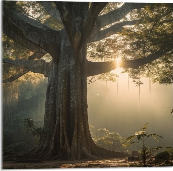 Acrylglas - Boom - Bos - Natuur - Zonlicht - Planten - 50x50 cm Foto op Acrylglas (Wanddecoratie op Acrylaat)