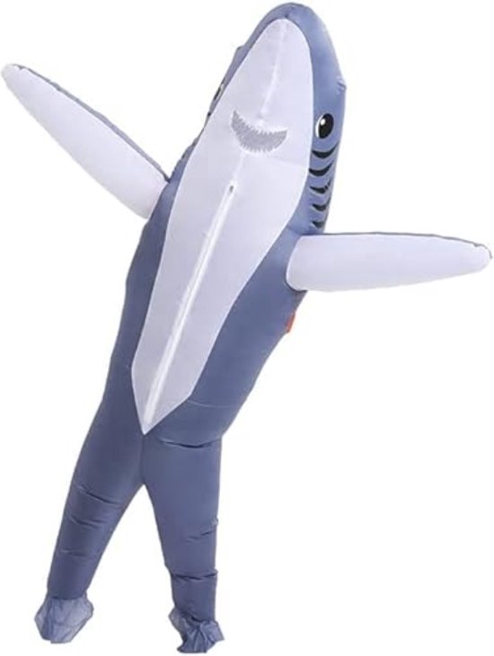 FXICH Aufblasbarer Hai Kostüm für Erwachsene,Hai Halloween Kostüm Fancy Dress (shark adult blue&pink &kids blue