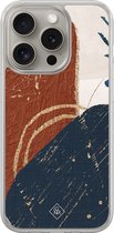 Casimoda® hoesje - Geschikt voor iPhone 15 Pro Max - Abstract Terracotta - 2-in-1 case - Schokbestendig - Geometrisch patroon - Verhoogde randen - Rood, Transparant
